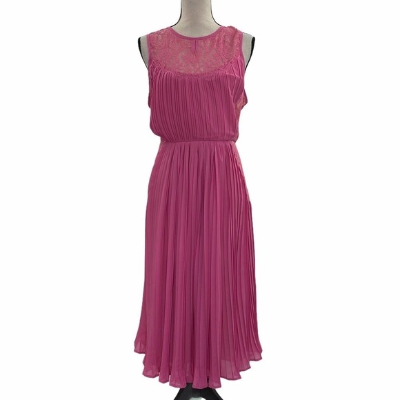 DENIM 24/7 Pink Lace Pleated Sleeveless Dress 16W - Picture 1 of 10